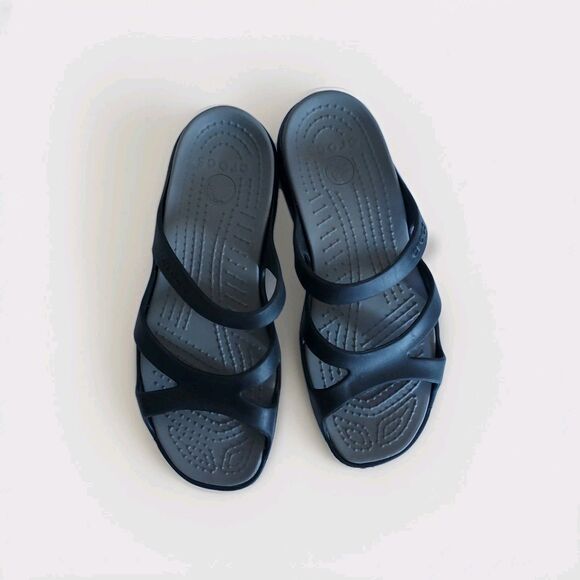 Crocs Meleen Slip On Slide Sandals Black Women's 10 Outdoor Comfort Beach - Picture 1 of 5
